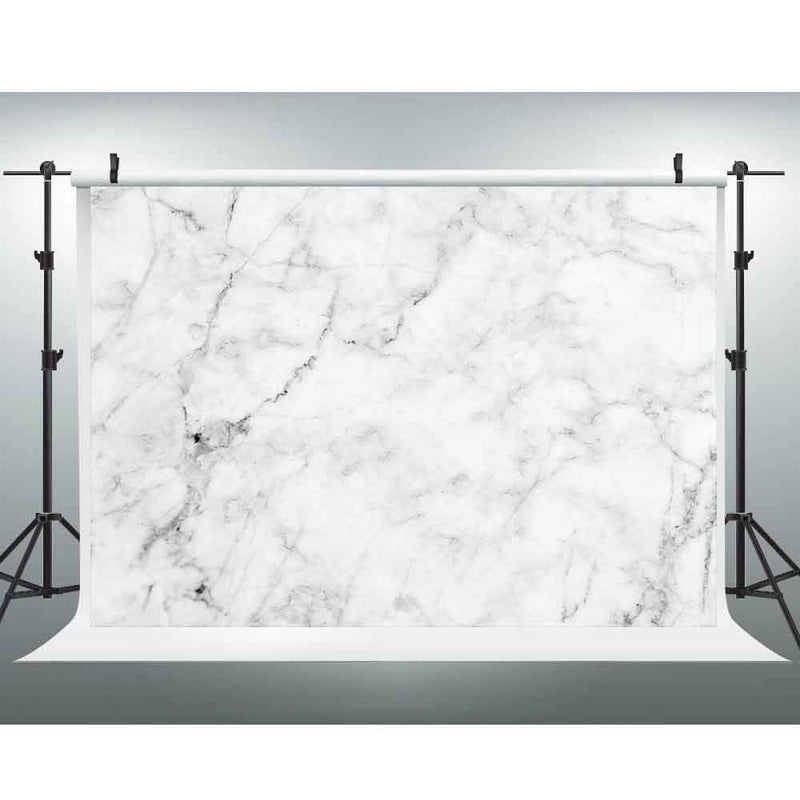 EOA 5(W) x3(H) FT Marble Texture Backdrop White Gray Marble Nature Stone Color Photography Background Food Jewelry Cosmetics Makeup Photographer Professional Photo Shoot Studio Prop - Image 1